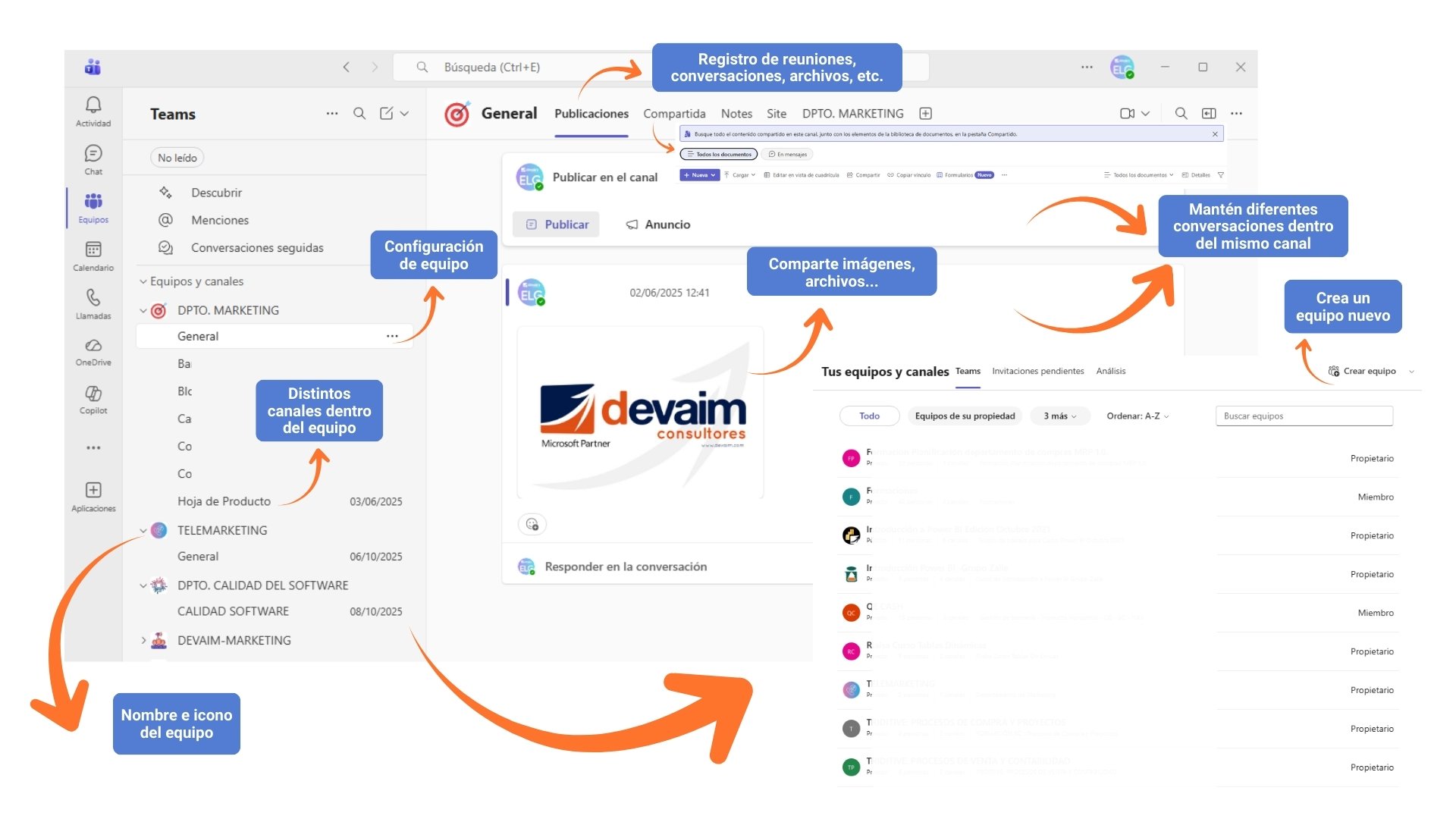 Equipos y canales en Teams