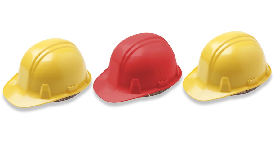 Cascos de construcción representando la tecnología especializada para el sector